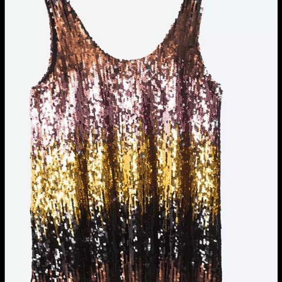 NEW ZARA PINK & GOLD SEQUIN SLEEVELESS TOP- SMALL - Picture 8 of 11
